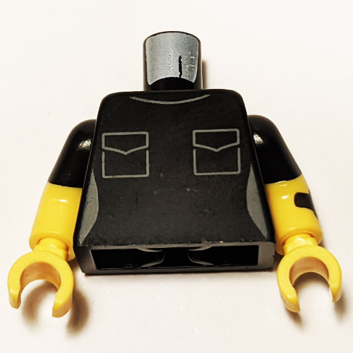 Torso, Dual Molded Arms, White Pockets, Watch Print, Black Sleeves Pattern, Yellow Arms and Hands Schwarz