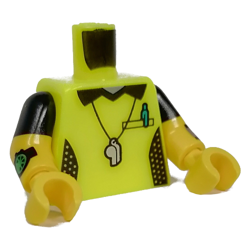 Torso, Dual Molded Arms with Referee Shirt, Whistle, Watch print, Black Sleeves Pattern, Yellow Arms and Hands Vibrant Yellow