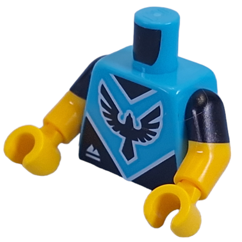 Torso, Dual Molded Arms, Black/White Falcon Logo, 'VITA RUSH' on Back print, Black Sleeves Pattern, Yellow Arms and Hands Medium Azure
