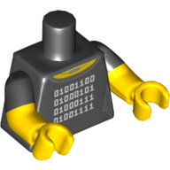 Torso, Dual Molded Arms, Yellow Neck, Silver Necklace and 4 Rows of White Binary Code Print, Black Sleeves Pattern, Yellow Arms and Hands Black