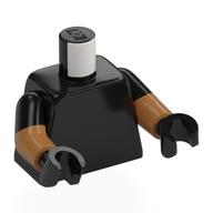 Torso, Dual Molded Arms with Black Sleeves Pattern, Medium Nougat Arms, Black Hands Black