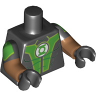 Torso, Dual Molded Arms, Muscles, Green Chest with Green Lantern Logo Print, Black Sleeves Pattern, Medium Nougat Arms, Black Hands Black