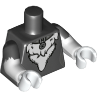 Torso, Dual Molded Arms, White Fur Stomach Print, Black Sleeves Pattern, White Arms and Hands Schwarz
