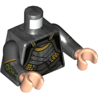 Torso, Dual Molded Arms, Armor with Silver Plates, Gold Trim Print, Pearl Titanium Sleeves, Black Arms, Nougat Hands Pearl Titanium