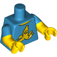 Torso, Dual Molded Arms, Yellow Banana Peel with Grin Print, Dark Azure Sleeves Pattern, Yellow Arms and Hands Dark Azure