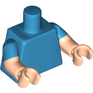 Torso, Dual Molded Arms with Dark Azure Sleeves Pattern, Light Nougat Arms and Hands Dunkelazur