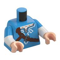 Torso, Dual Molded Arms, Tunic, Reddish Brown Straps, Silver Decorations print, Dark Azure Sleeves Pattern, White Arms, Light Nougat Hands Dark Azure