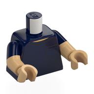 Torso, Dual Molded Arms with Shirt, Pocket, Medium Azure Kangaroo print, Dark Blue Sleeves Pattern, Warm Tan Arms and Hands Dark Blue