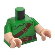 Torso, Dual Molded Arms, Shirt, Dark Red Belt, Gold Buckle, Reddish Brown Strap print, Bright Green Sleeves Pattern, Light Nougat Arms and Hands Bright Green