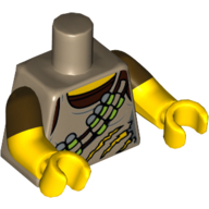 Torso, Dual Molded Arms, Tank Top, Torn with Ammunition Belt over Dark Brown Shirt Print, Dark Brown Sleeves Pattern, Yellow Arms and Hands Dunkelbeige