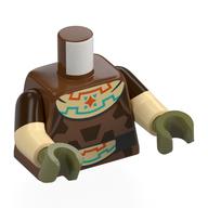 Torso Tunic, Dark Brown Markings, Tan Collar with Orange and Dark Turquoise Lines, Star, Black Belt with Tan Buckle print, Dual Molded Arms with Dark Brown Sleeves Pattern, Tan Arms, Olive Green Hands Reddish Brown