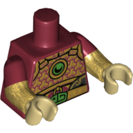 Torso, Dual Molded Arms, Armor with Gold Trim, Green Circle and Buckle Print, Dark Red Sleeves Pattern, Pearl Gold Arms, Tan Hands Dunkelrot