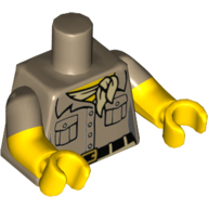 Torso, Dual Molded Arms, Shirt with 2 Pockets, Tan Scarf and Black Belt with Gold Buckle Print, Dark Tan Sleeves Pattern, Yellow Arms and Hands Dunkelbeige