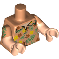 Torso, Dual Molded Arms, Hawaii Shirt with Flowers and Leaves Print, Nougat Sleeves Pattern, Light Nougat Arms and Hands Nougat