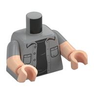 Torso, Dual Molded Arms with Jacket, Pockets, Black Shirt print, Light Bluish Gray Sleeves Pattern, Light Nougat Arms and Hands Hellblaugrau