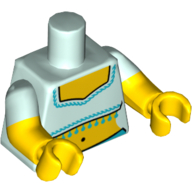 Torso, Dual Molded Arms, Fringed Crop Top Print, Light Aqua Sleeves Pattern, Yellow Arms and Hands Light Aqua