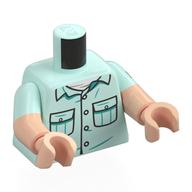 Torso, Dual Molded Arms with Shirt, Pockets, Jurassic Park Logo on Back and Shoulder print, Light Aqua Sleeves Pattern, Light Nougat Arms and Hands Hellaqua