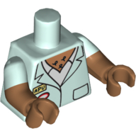 Torso, Dual Molded Arms, Jacket with ID Badge over White Shirt Print, Light Aqua Sleeves Pattern, Medium Nougat Arms and Hands Light Aqua