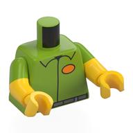 Torso, Dual Molded Arms, Shirt, Sand Blue Belt, Orange ID Tag print, Lime Sleeves Pattern, Yellow Arms and Hands Limette