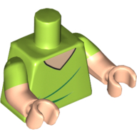 Torso, Dual Molded Arms, V Neck Shirt Print, Lime Sleeves Pattern, Light Nougat Arms and Hands Lime