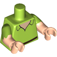 Torso, Dual Molded Arms, Shirt, Light Nougat Neck, Dark Brown Belt print, Lime Sleeves Pattern with Scalloped Edges Print, Light Nougat Arms and Hands Limette