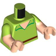 Torso, Dual Molded Arms, Shirt, Light Nougat Neck, Bright Green Collar, Reddish Brown Belt print, Lime Sleeves Pattern, Light Nougat Arms and Hands Lime