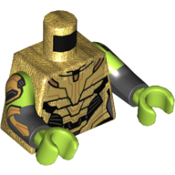 Torso, Dual Molded Arms, Armor with Black Plates print, Lime Sleeves Pattern, Black Arms with Gold Amor Plates Print, Lime Hands Perlgold