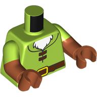 Torso, Dual Molded Arms, Tunic, Dark Brown Belt, White Fur print, Lime Sleeves Pattern, Dark Orange Arms and Hands Limette