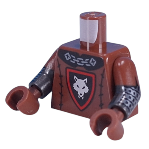 Torso, Dual Molded Arms, Wolfpack Symbol, Black belt, Silver Chainmail print with Reddish Brown Sleeves Pattern, Pearl Titanium Arms, Reddish Brown Hands Rotbraun