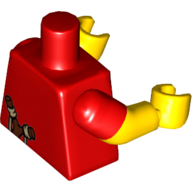 Torso, Dual Molded Arms, Slingshot on Back Print, Red Sleeves Pattern, Yellow Arms and Hands Rot