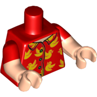 Torso, Dual Molded Arms, Shirt with Buttons, Yellow Birds Print, Red Sleeves Pattern, Light Nougat Arms and Hands Rot