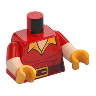 Torso, Dual Molded Arms, Tunic, Dark Red Belt, Gold Belt Buckles, Bright Light Orange Collar print, Red Sleeves Pattern, Light Nougat Arms, Bright Light Orange Hands Rot