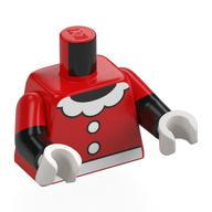 Torso, White Buttons, Collar, Belt (Minnie Mouse) print, Dual Molded Arms with Red Sleeves Pattern, Black Arms, White Hands Rot