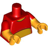 Torso, Dual Molded Arms, Bright Light Orange Neck and Stomach Print, Red Sleeves Pattern, Bright Orange Arms and Hands Rot