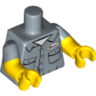 Torso, Dual Molded Arms, Shirt Pockets, Buttons, Name Tag Print, Sand Blue Sleeves Pattern, Yellow Arms and Hands Sandblau