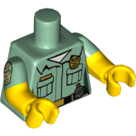 Torso, Dual Molded Arms, Shirt, Pockets, Badge, Black Belt, Radio Print, Sand Green Sleeves Pattern, Yellow Arms and Hands Sand Green