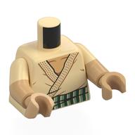 Torso, Dual Molded Arms with Robe, Dark Tan Trim, Sand Green/Dark Green Belt print, Tan Sleeves Pattern, Warm Tan Arms and Hands Beige