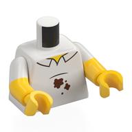 Torso, Dual Molded Arms with White Shirt, Reddish Brown Stains print, White Sleeves Pattern, Yellow Arms and Hands White