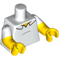 Torso, Dual Molded Arms, Shirt with Black Belly Bump and Collar Outline Print, White Sleeves Pattern, Yellow Arms and Hands Weiß