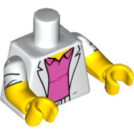 Torso, Dual Molded Arms, Jacket over Dark Pink Polo Shirt Print, White Sleeves Pattern, Yellow Arms and Hands White