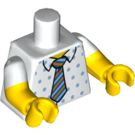 Torso, Dual Molded Arms, Shirt with Dots and Tie Print, White Sleeves Pattern, Yellow Arms and Hands White