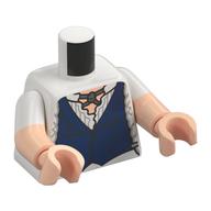 Torso, Dual Molded Arms with Knitted Shirt, Silver Straps, Dark Blue Vest, White Sleeves Pattern, Light Nougat Arms and Hands White
