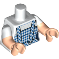 Torso, Dual Molded Arms, Dark Blue and Bright Light Blue Gingham Dress Print (Dorothy), White Sleeves Pattern, Light Nougat Arms and Hands White
