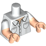 Torso, Dual Molded Arms, Shirt, Two Pockets Print, White Sleeves Pattern, Light Nougat Arms and Hands Weiß