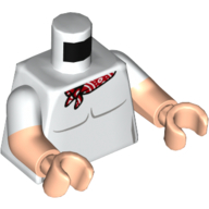 Torso, Dual Molded Arms, Red Neckerchief Print, White Sleeves Pattern, Light Nougat Arms and Hands White
