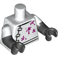 Torso, Dual Molded Arms, Lab Coat with Magenta Stains Print, White Sleeves Pattern, Black Arms and Hands White