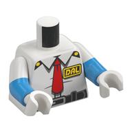 Torso, Dual Molded Arms with Shirt, Black Belt, Red Tie, Pilot Epaulettes, Yellow 'DAL' badge print, White Sleeves Pattern, Dark Azure Arms, White Hands White