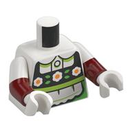 Torso, Dual Molded Arms with Black Dress, Lime/Bright Green Apron, White/Orange Flowers print, White Sleeves Pattern, Dark Red Arms, White Hands White