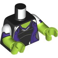 Torso, Dark Purple/Black/White Armor print, Dual Molded Arms with White Sleeves Pattern, Lime Arms and Hands Schwarz