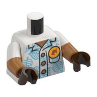 Torso, Dual Molded Arms, Shirt, Medium Azure Leaves, Medium Nougat Buttons, Yellow Pin with Leaf print, White Sleeves Pattern, Medium Nougat Arms, Dark Brown Hands Weiß